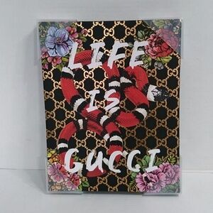 Life Is Gucci Snake & Floral Sleek & Stylish Gold Logo Canvas Wall Art *NWT*